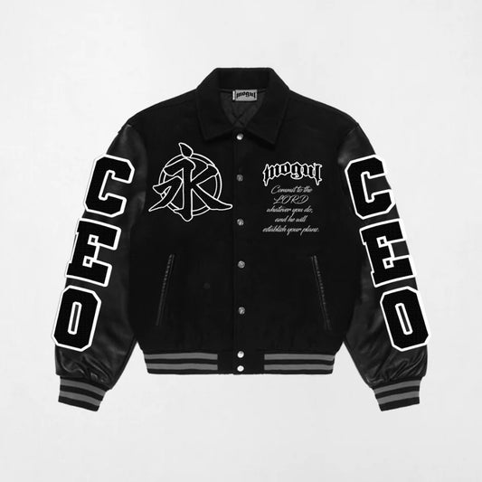 "CEO” Leather Varsity Jacket