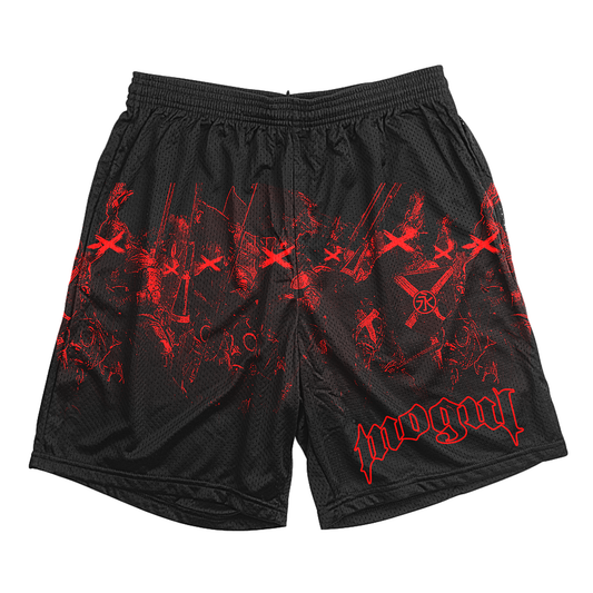 “Like Minded” Mesh Shorts (Black/Red)