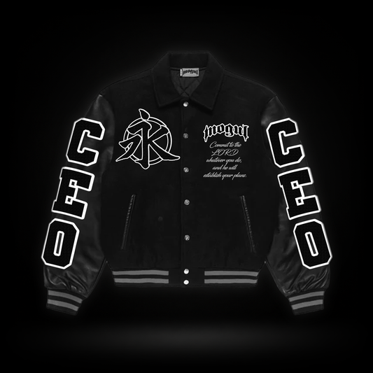 "CEO” Leather Varsity Jacket