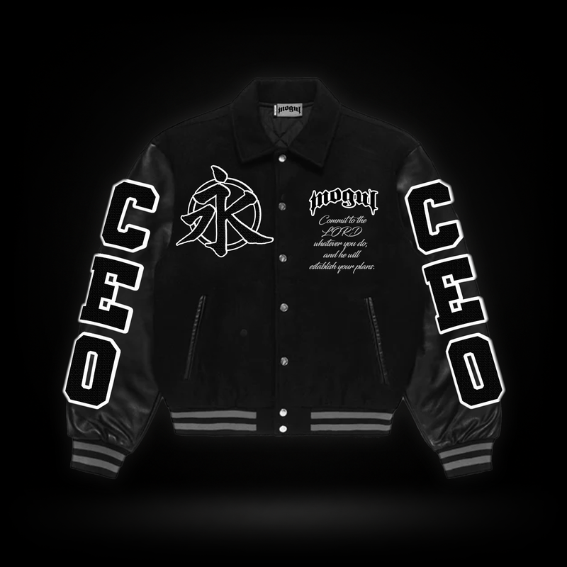 "CEO” Leather Varsity Jacket