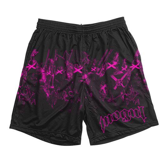 “Like Minded” Mesh Shorts (Black/Pink)
